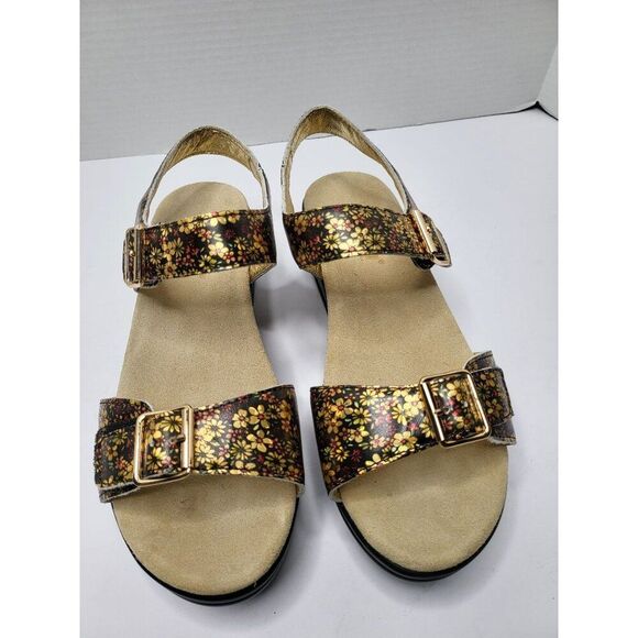 Alegria Morgyn Pretty Things Leather Floral Strap Wedge Sandals Size 8.5 (EU39) - Picture 1 of 11